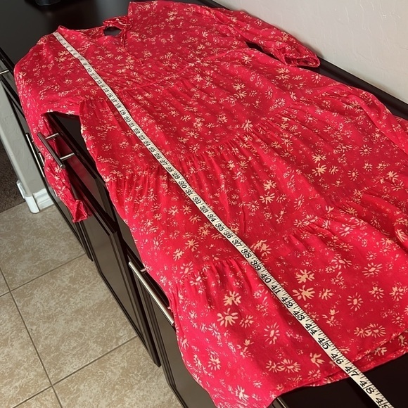 Free People Wallflower Floral Print Sheer lined Midi Dress, Raspberry Combo, XS - Picture 7 of 14